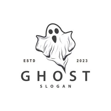 Spooky Fly Ghost Logo Simple Minimalist Vintage Scary Halloween Design Stock Illustration