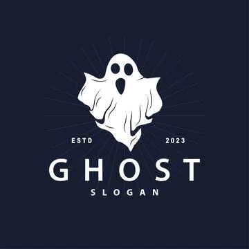 Spooky Fly Ghost Logo Simple Minimalist Vintage Scary Halloween Design Stock Illustration