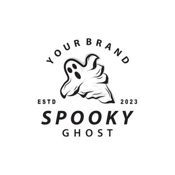 Spooky Fly Ghost Logo Simple Minimalist Vintage Scary Halloween Design Stock Illustration
