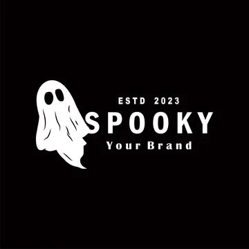 Spooky Fly Ghost Logo Simple Minimalist Vintage Scary Halloween Design Stock Illustration