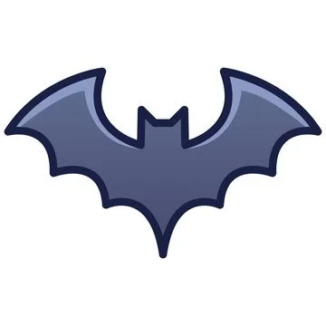 Spooky flying bat flat outline icon for halloween. Stock Illustration