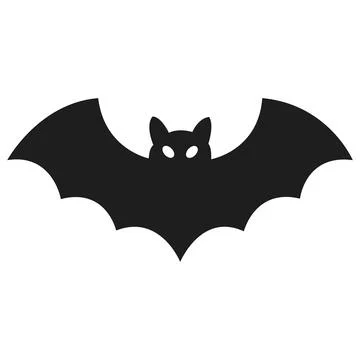 Spooky flying bat silhouette icon for halloween Stock Illustration