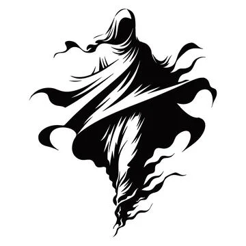 Spooky flying hooded ghost phantom silhouette vector Иллюстрация