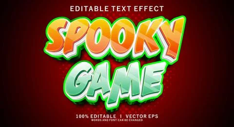 Spooky game 3d vector text effect with modern style design Illustration