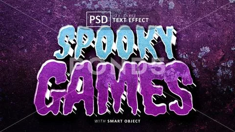 Spooky games text effect editable PSD Template
