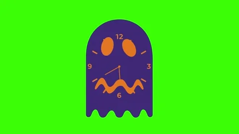 Spooky Ghost Clock Animation on Green Screen Stock Footage 331050150