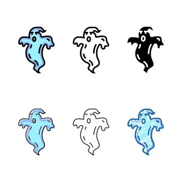 Spooky ghost color icon vector variety Illustrazione stock