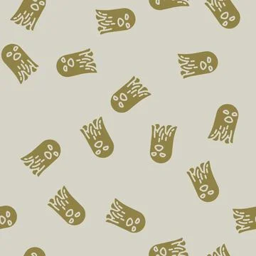 Spooky ghost glyph vector seamless pattern Illustrazione stock