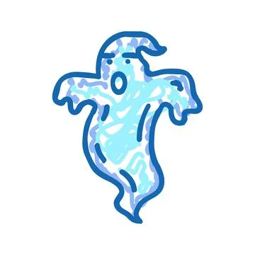 Spooky ghost icon doodle illustration Stock Illustration