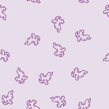 Spooky ghost line seamless pattern Illustrazione stock