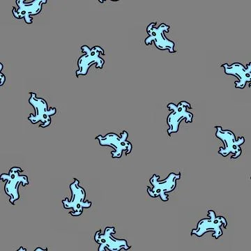Spooky ghost vector seamless pattern Illustrazione stock
