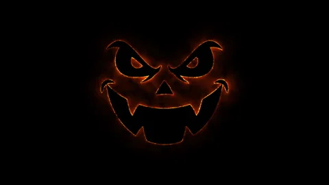 Spooky glowing jack o lantern face animation for Halloween celebration moti.. Stock Footage 339074621