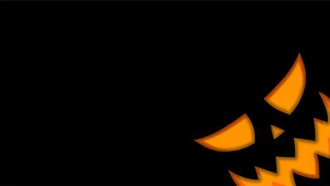 Spooky glowing jack o lantern face on black background for halloween banner.. Stock Illustration