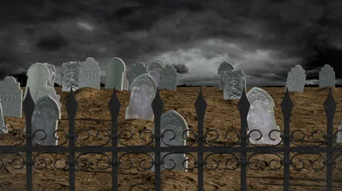 Spooky Graveyard Stock Footage 55257454