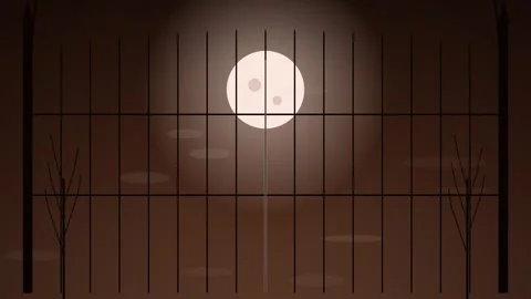 Spooky Graveyard Gate with Full Moon Halloween Animation Background Vídeos de archivo 347966889