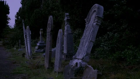 Spooky Graveyard Night Scene 스톡 동영상 116553366