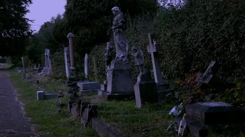 Spooky Graveyard Night Scene 스톡 동영상 116558149