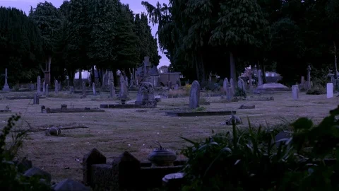 Spooky Graveyard Night Scene 스톡 동영상 120699421