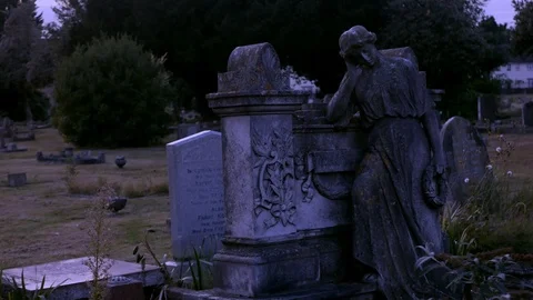 Spooky Graveyard Night Scene 스톡 동영상 120699486