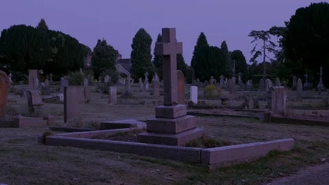 Spooky Graveyard Night Scene 스톡 동영상 120699512