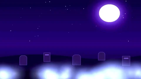 Spooky graveyard night scene with full moon, flying bats, and tombstones ag.. Stock Footage 344710265