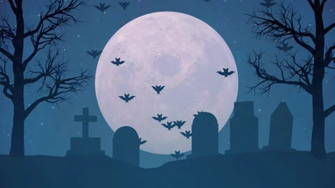 Spooky Graveyard Over Full Moon Stock Footage 249677071