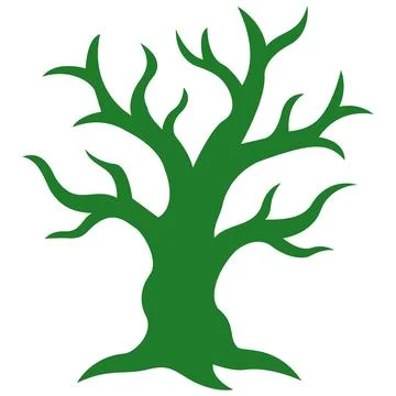 Spooky green dead tree branch halloween icon Stock Illustration