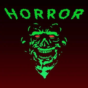 Spooky green zombie face. Vector illustration. Stock Illustration