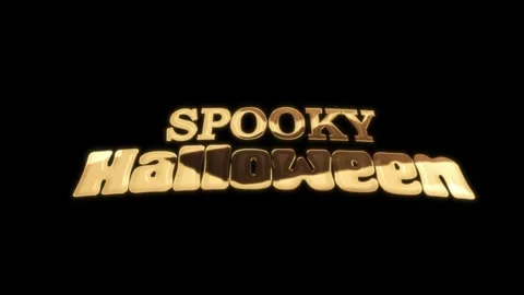 Spooky Halloween 3D Gold Text Reveal Animation with Glowing Light Streaks Stock-Footage 344527932