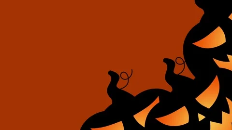 Spooky Halloween Background with Glowing Jack O Lantern Pumpkins. Stock Footage 344951074