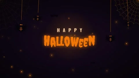 Spooky Halloween background loop with hanging spiders and webs Video stock 346542762