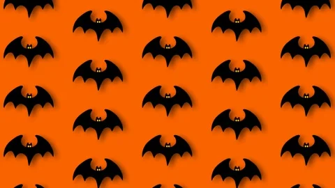 Spooky Halloween Bats Seamless Pattern Animation Motion Graphics Background.. Stock Footage 346745371