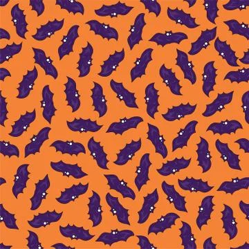 Spooky Halloween bats seamless pattern template Stock Illustration