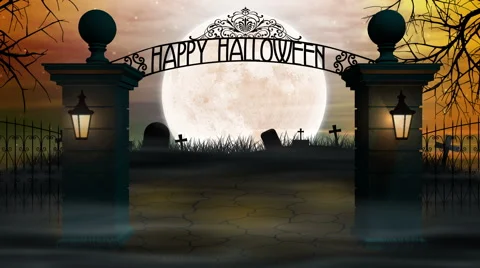 Spooky Halloween Cemetery  Background Loop Vidéo 40068221