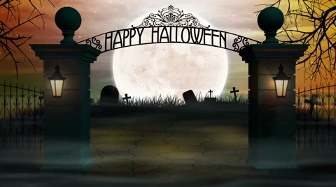 Spooky Halloween Cemetery  Background Loop Stock Footage 40068534