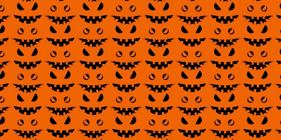 Spooky Halloween faces repeat pattern vectors backgrounds Stock Illustration