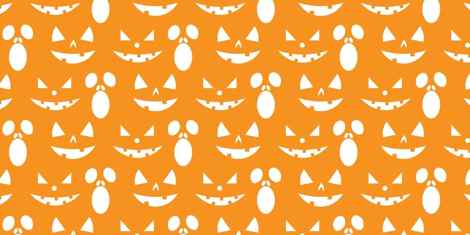 Spooky Halloween faces repeat pattern vectors backgrounds Stock Illustration