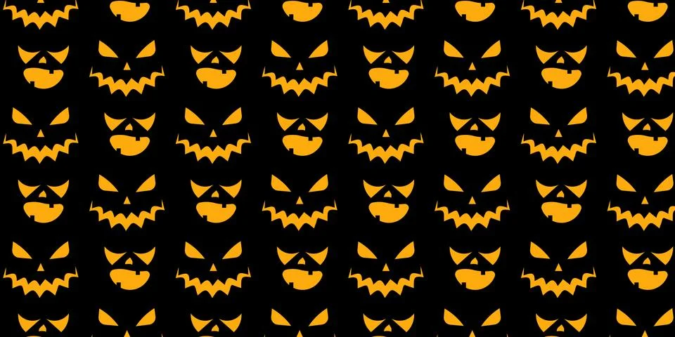 Spooky Halloween faces repeat pattern vectors backgrounds Stock Illustration