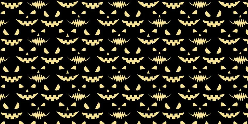 Spooky Halloween faces repeat pattern vectors backgrounds Stock Illustration