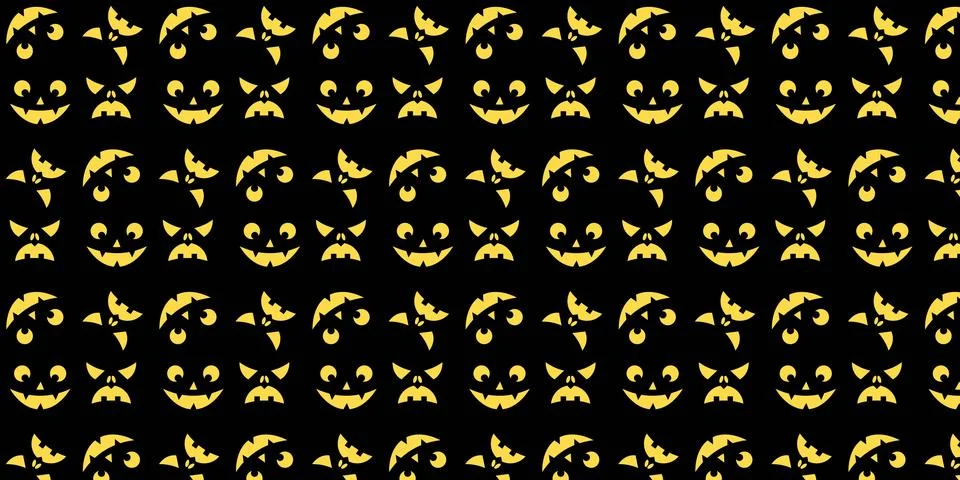 Spooky Halloween faces repeat pattern vectors backgrounds Stock Illustration