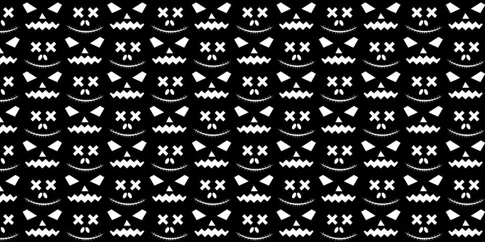 Spooky Halloween faces repeat pattern vectors backgrounds Stock Illustration