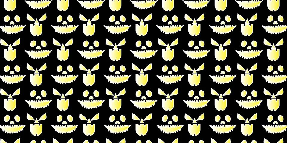 Spooky Halloween faces repeat pattern vectors backgrounds Stock Illustration
