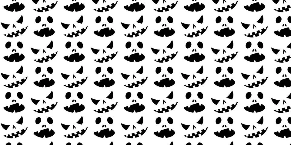 Spooky Halloween faces repeat pattern vectors backgrounds Stock Illustration