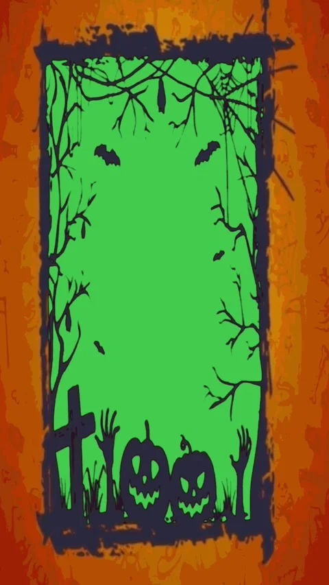 Spooky Halloween Frame Vertical Green Screen Video Overlay Stock Footage 344767116