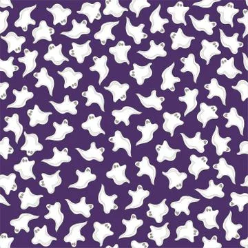 Spooky Halloween ghosts seamless pattern template. 库存插图