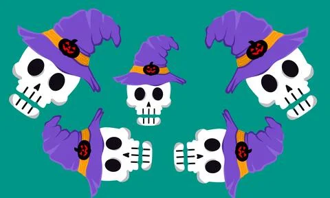 Spooky halloween human skull vector illustration Stock Illustration