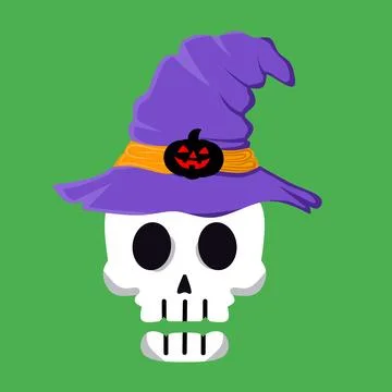 Spooky halloween human skull vector illustration. Stock Illustration