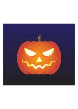 Spooky Halloween Jack O Lantern Glowing Pumpkin Stock Illustration