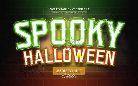 Spooky halloween light text effect editable Stock Illustration