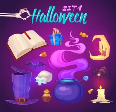 Spooky Halloween objects. Vector illustration Illustrazione stock